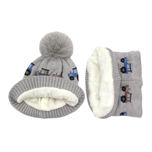 Boys Winter Beanie Hat Scarf Set Windproof And Warm Bobble Knit Hats Suitable For Boys And Girls Winter Outdoor Set2
