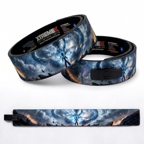 Image of XTREMEX 13mm Storm Dragon Weightlifting Lever Belt (Blue, M) | Deadlift & Gym Belt for lower back support, Squats, Powerlifting belts for Men and Women with heavy duty buckle