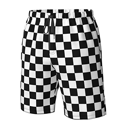 Wondermake Mens Casual Beach Shorts Checkerboard Plaid Swim Trunks Quick Dry Half Pants #TOP4