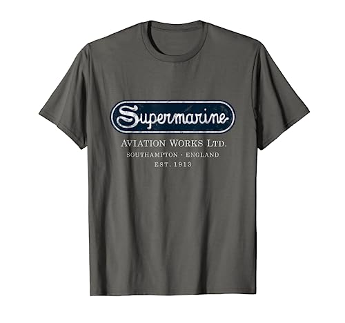 Supermarine Aviation Logo Vintage Spitfire Fighter Plane Maglietta