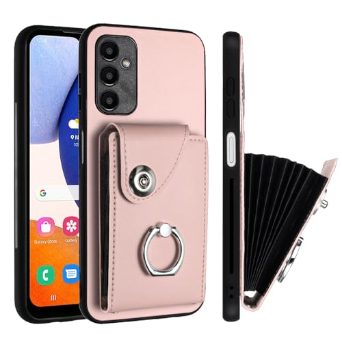 Etui portefeuille Samsung Galaxy A35 5G antichoc rose cuir