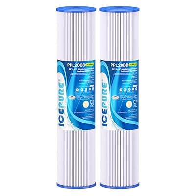 ICEPURE 20 Micron 20" x 4.5" Whole House Pleated Sediment Filter for Well Water, Remove Rust, Chlorine, Replacement Cartridge for ECP5-BB, AP810-2, HDC3001, SPC-45-1005 CP5-BB ECP1-20BB S1-20BB, 2PACK