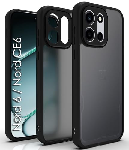 Image of RIGGEAR Shockproof Sleek Hybrid Armor Back Cover Case for OnePlus Nord 6 5G / Nord CE 6 5G (Smoke Black Matte PC + Black TPU Bumper)