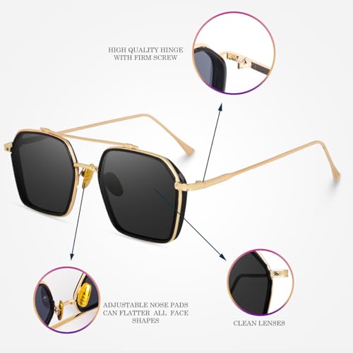 Image of CREEK Unisex Full Rim Hexagonal Branded and Stylish Sunglasses | 100% UV Protected | Men & Women | Medium | CH S1145-Pack of 1