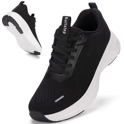 Wide Toe Box Shoes Women Sneakers Extra Wide Width Arch Support Non-Slip Tennis Athletic Ultralight Running Shoes for Women Walking Diabetic Plantar Fasciitis Footwear Black 39