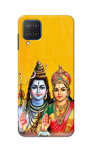 Image of PRINTFIDAA Lord Shiva Parvati Yellow Background Printed Designer Hard Back Case Cover for Samsung Galaxy A12 / M12 / F12 -(RP) MVN1008