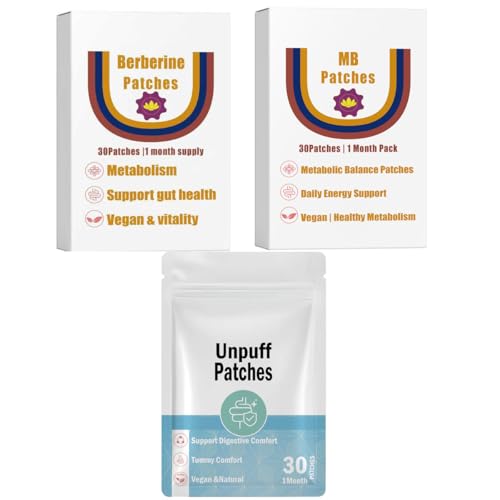Metabolic Trio Patches & Digestive Support, Clean Energy Boost, with Dandelion, Ginger, Berberine, Cinnamon,3-Packs,All-Natural Ingredients