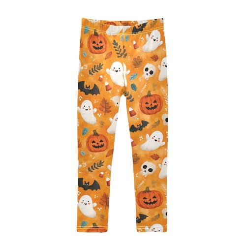 Girls Leggings Halloween Ghost Orange Kids Length Leggings Pants Toddler Athletic Soft Pumpkin Tights Trousers 4T