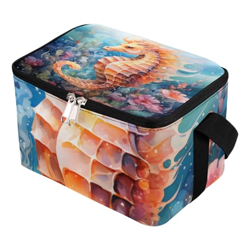 GzLeyigou Lunch Bags for Women Men 9 Cans,Ocean Seahorse Hot & Cold Food Delivery Bag Insulated Grocery Bag Insulated Lunch Box Seahorse Cooler Bag for Office Work Picnic Beach