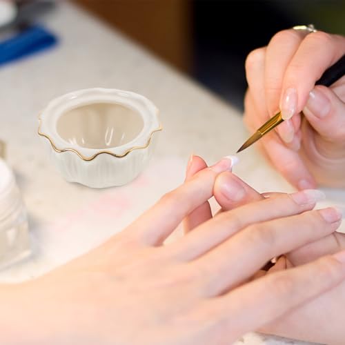 Cuenco de cerámica para manicura con tapa pequeño miniatura 6