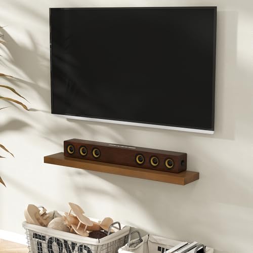 Image of Marsmiles 48 Inch Wood Floating Shelves | Rustic Dark Wood Wall Shelves Set of 1 | 48 inch W x 7.7 inch D x 1.6 inch H Wooden Shelves for Bathroom Living Room Kitchen