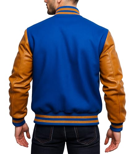 Image of Mens Varsity Letterman Baseball Bomber Jacket | Casual Fashion Wool & Faux Leather College /High School Jackets