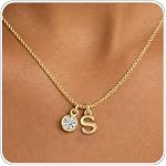 Waterproof 14K Gold Plated Initial Necklace for Women, Dainty Letter Pendant with Cubic Zirconia Charm, Non Tarnish Minimalist Layering Chain, Hypoallergenic Everyday Jewelry Gift