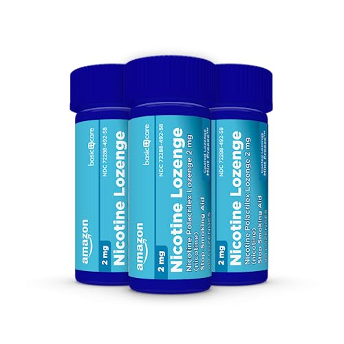 Image of Amazon Basic Care Coated Ice Mint Nicotine Polacrilex Lozenges, 2 mg, Stop Smoking Aid, 120 Count