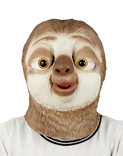 WitHelper DylunSky New Halloween Lovely Sloth Latex Mask Funny Tricky Toy