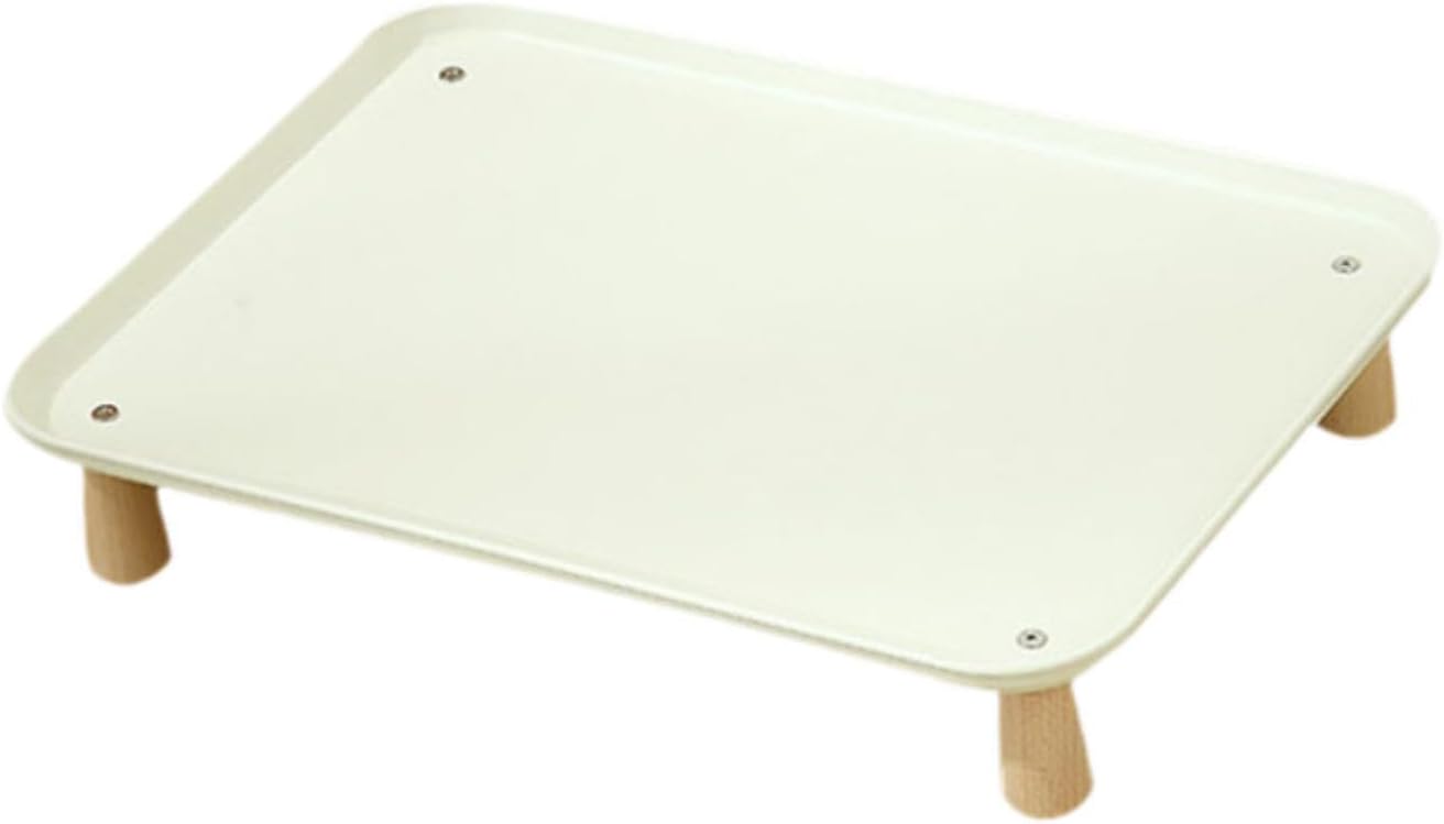 Raised Cat Bowl Stand Elevated Pet Food Bowl Dog Water Dispenser Rack Ergonomic Wood PP Spill Suitable for Cats Dogs Home Gift Giving, Cream 37x26.5x8cm