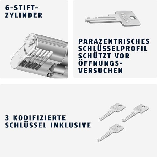 ABUS Profilzylinder E20NP 10/30 - Türschloss für Sicherheit an Haus- und Wohnungstüren inkl. 3 Schlüssel - ABUS Sicherheitslevel 5