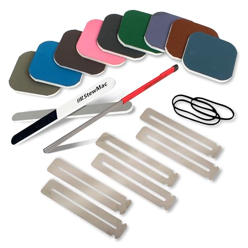 StewMac Rough Fret Smooth + Shine Set, Guitar Fret End Dressing And Polishing Kit for Guitar Maintenance (5087)