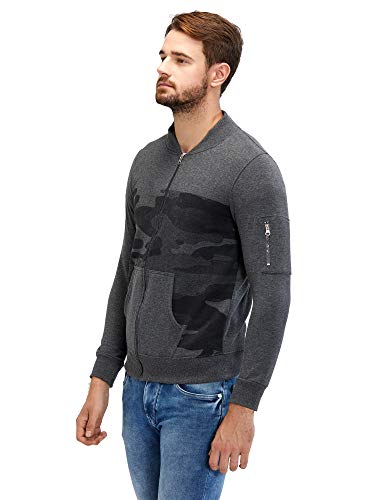 Image of Maniac Men's Fullsleeve Round Neck Dark Grey Camouflage Cotton Jacket