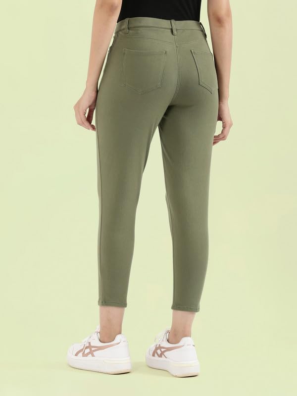 Image of GO COLORS Soft Cotton Blend Printed Jeggings Ankle Length for Women| Breathable, Mid Rise