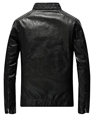 Leather Jacket Men Black Slim Fit Motorcyle Lightweight2