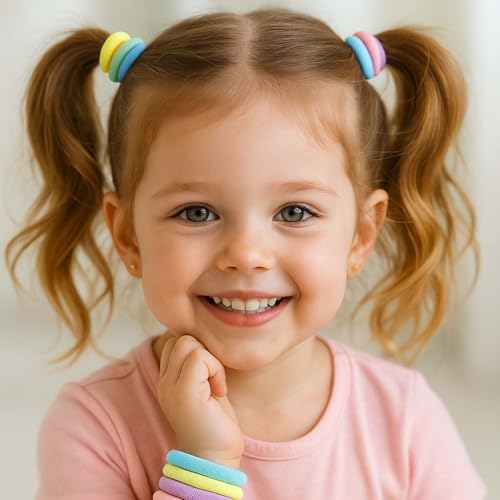 Image of Alvero 10-Piece Kids Soft Elastic Hair Ties, Baby Hair Ties Ponytail Holder Rubber Band for Girld & Bab Se[arationhy Kids - 2 x 2 x 0.5cm (Assorted Color, Pack of 10 Piece)