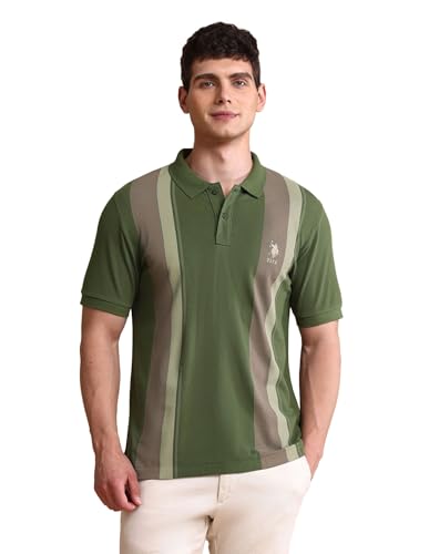 Image of U.S. Polo ASSN. Solid Slim Fit Polo T Shirts for Men - 100% Cotton, Half Sleeves Mens Tshirt