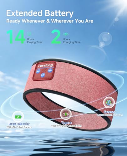 Image of Perytong Sleep Headphones Bluetooth Headband, No Pressure for Ear, Headband Headphones Wireless Earphones Music Sleep Headband Earbuds, Sleep Mask Gifts for Men Women Teens