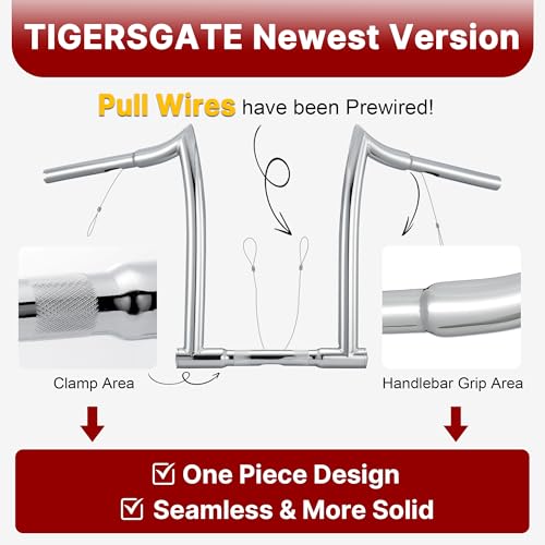 Image of 14'' Rise Ape Hangers Chizeled bar with Pull Wires for Harley