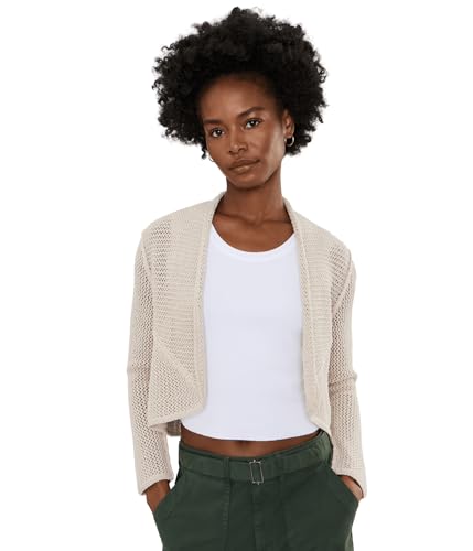 NIC+ZOE Womens Mesh Cocoon Cardigan Macadamia Large at Amazon