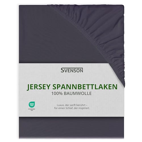Svenson Drap-Housse en Jersey 100% Coton - 200 x 220 cm - Anthracite/Gris