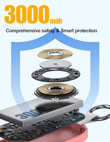 Keychain Portable Charger for IOS,3000mAh Mini Power Bank for Apple Watch,Travel Wireless Magnetic Battery Pack Compatible with Apple iWatch Accessories Series 9,8,UItra,7,6,5,4,3,2,1,SE,Nike,Pink