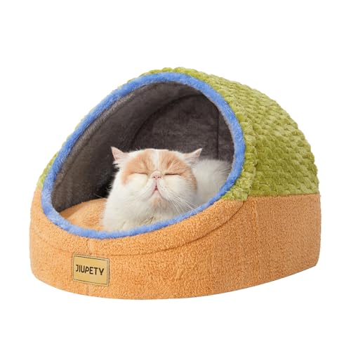 Jiupety Cute Cat Beds for Indoor Cats, Cave Bed for Kittens, Hideaway Cat House & Tent with Anti-Slip Bottom, Washable Removable Cushion, M(16