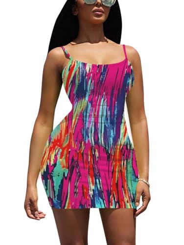 Image of Nimsruc Women Sexy Bodycon Mini Dress Summer Short Backless Spaghetti Strap Dresses