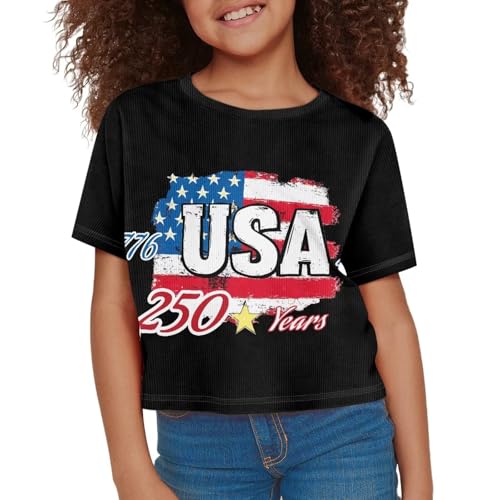 Image of Kids Crop Top Short Sleeve T-Shirts for Girls Size 5-14