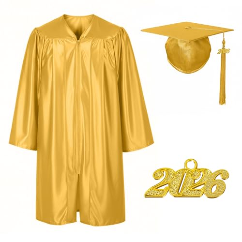 Image of Shiny Preschool Kindergarten Graduation Cap Gown Set for Kids With 2026 2025 Tassel Charm