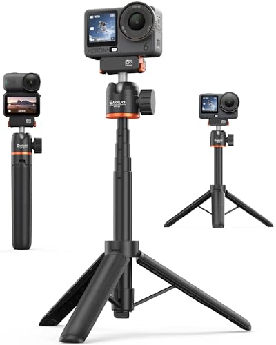 21.4 Osmo Action 6 Selfie Stick Tripod for DJI Osmo Nano/Action 6 Xtra Atto Portable Extendable Hand Grip w Mini Extension Rod & 360 Ball Head Travel Vlogging Stand/Accessory for Video Recording