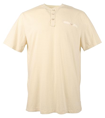 Tommy Bahama Camiseta Henley de manga corta a rayas de goleta para hombre, Bleached Sand, Small