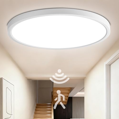 VivaLet Lampe Detecteur de Mouvement Interieur/Exterieur 24W 2400LM, Temps de Commutation Réglable: 30s/120s/180s, Plafonnier LED Detecteur de Mouvement 4000K...