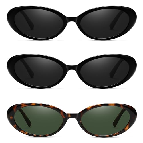 Vintage Oval Sunglasses for Women Fashion Small Frame Retro 90s Sun Glasses UV400 Protection