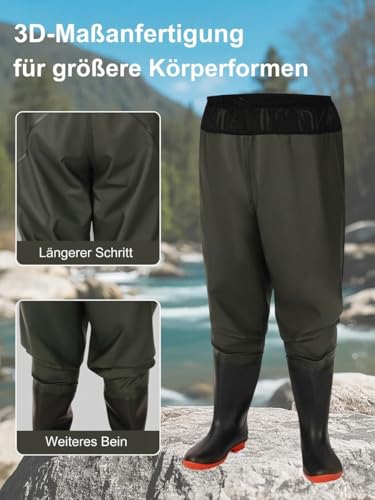 Vadeadores de cadera impermeables HoldOneLight con botas para pesca y estanque 5