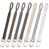 7 Pcs Braided Pacifier Clip for Boys & Baby Girl, Binky Clips Pacifier Holder Handmade Teething Stra