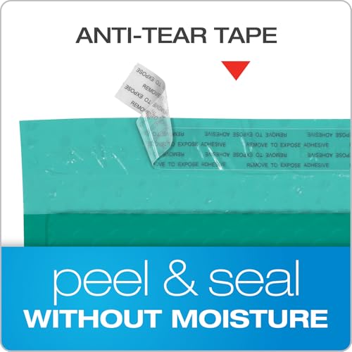 Image of Quality Park Bubble Mailers, 6 inch x 9 inch, Turquoise Poly Mailers, Padded Envelopes, Shipping Bags, Water Resistant, Self Seal, 50 Per Box (QUA85913)