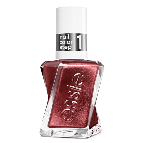 Gel by essie Gel-like Nail Polish, Up to 15 Days of Wear, No UV Light, Size Me Up Metallic Burgundy Red Nail Polish, 13.5ml