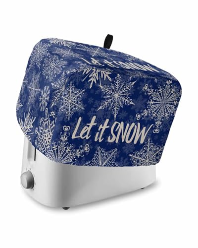 Snowflake Blue 4 Slice Toaster Cover Christmas Winter Xmas Festival Modern Small Appliance Cover Toaster Dustproof Fingerprint Protectors Machine Washable, Large Size Bread Machine Cover