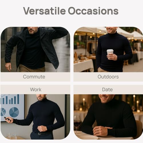 VPG Mens Turtleneck Long Sleeve Shirts, Long Sleeve Regular Fit Knit Turtle Neck Pullover Sweaters4