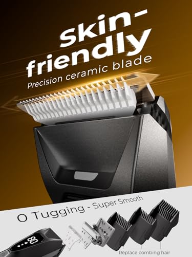 Image of Body Hair Trimmer for Men: Pubic Hair Trimmer with Wireless Charging & 4000K LED Display, Waterproof Wet Dry Body Groomer for Face Legs, 90Min, Ceramic Blade