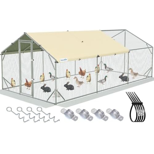Quictent 18x9x6.6ft Metal Chicken Coop Run with Side Hardware Cloth, Elite Series Large Walk-in Outdoor Poultry Cage Heavy Duty Predator Proof Hen Duc