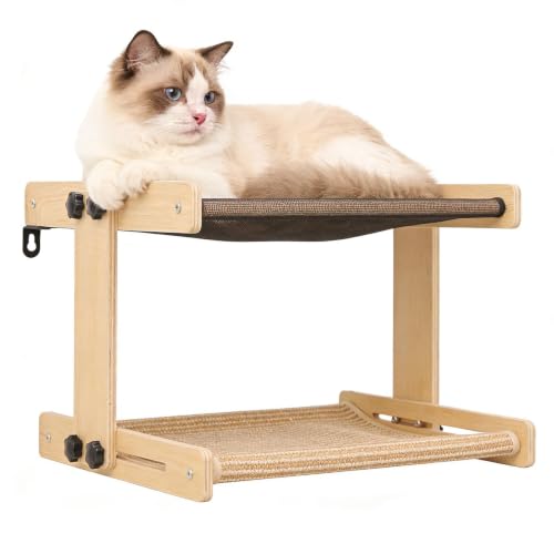 Cat Window Perch, Wooden Pet Hammock, Floating Sleeping Bed, 45 × 35 cm Comfort Supply, Compact Lifestyle Accessory, Reliable Bedroom Setup, for Home Farmhouse Apartment Study Cabinet Window-8