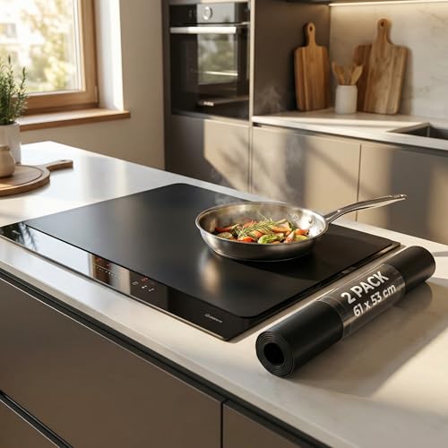 BAYON Protector Placa de Inducción Pack 2 – Alfombrilla Protectora para Inducción 61x53 cm, Recortable y Reutilizable, Protege la Encimera al Cocinar – Cubre Vitrocerámica